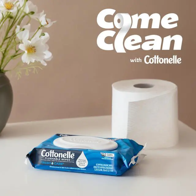 Alt view image 7 of 7 - Fresh Care Flushable Wet Wipes, Adult Wet Wipes, 4 Flip-Top Packs, 42 Wipes Per Pack (168 Total Wipes), Packaging May Vary