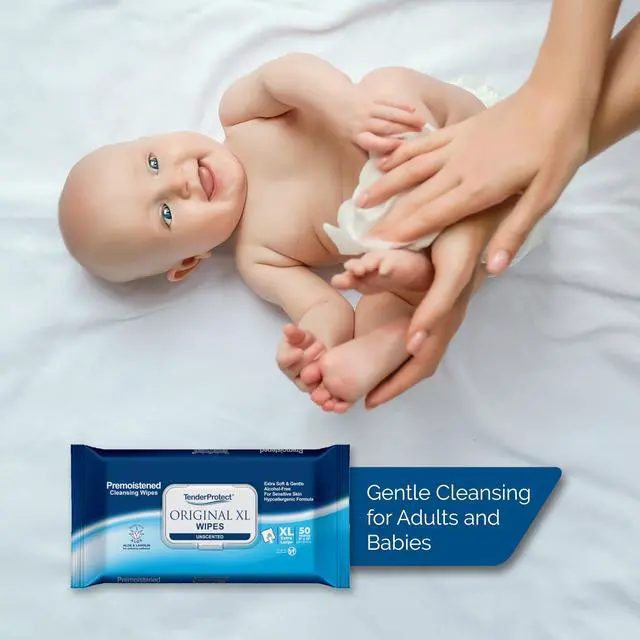 Alt view image 2 of 7 - Original Premium Adult Wipes (50/Pk), Extra-Large 9"x12" Wet Wipes with Aloe, Wash Cloths for Babies & Elderly, Incontinence, Hands & Body Cleaning