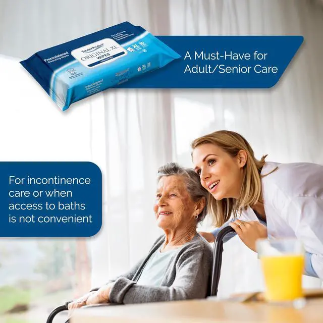 Alt view image 3 of 7 - Original Premium Adult Wipes (50/Pk), Extra-Large 9"x12" Wet Wipes with Aloe, Wash Cloths for Babies & Elderly, Incontinence, Hands & Body Cleaning