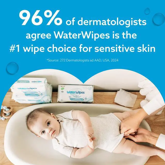 Alt view image 7 of 7 - Sensitive+ Newborn & Baby Wipes, 3-In-1 Cleans, Cares, Protects, 99.9% Water, Unscented & Hypoallergenic, 60 Count