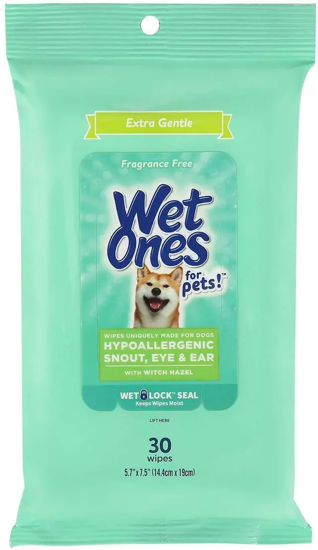 Main image of Wet Ones for Pets Extra Gentle Dog Wipes with Witch Hazel - Fragrance-Free, Hypoallergenic Pet Grooming Wipes for Snout, Eye, and Ear Areas, Sensitive Skin, 30 Count