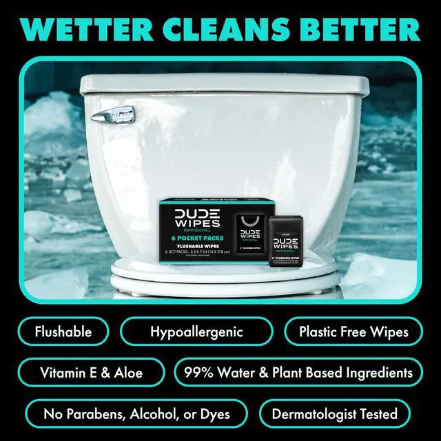 Alt view image 4 of 7 - Wipes Mint Chill Pocket Packs - Travel Wipes - 6 Packs of 8 (48 Count) - On-The-Go Adult Flushable Wipes - Infused with Tea Tree Oil, Vitamin E, and Aloe - Septic and Sewer Safe
