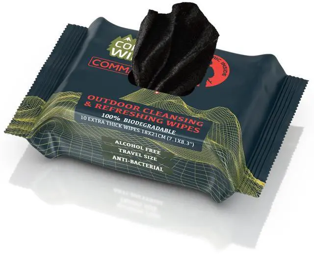 Main image of Black Unscented Camouflage Wet Wipes - Combat Wipes COMMANDO - Thick, Biodegradable, Heavy Duty Cleansing Cloths for Camping, Military, Hunting & Backpacking w/Aloe & Vitamin E (1 Pack, 25 wipes).