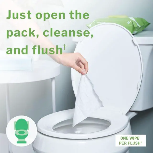 Alt view image 3 of 7 - Flushable* Adult Wet Wipes 48 Wipes (1 Pack of 48) Aloe & Vitamin E, Plant-Based Cleansing Wipes, Scented