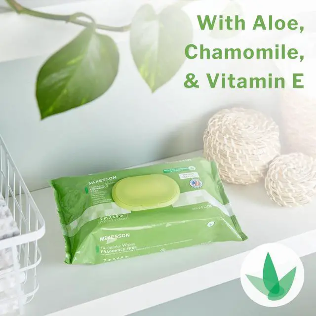 Alt view image 5 of 7 - Flushable* Adult Wet Wipes 48 Wipes (1 Pack of 48) Aloe & Vitamin E, Plant-Based Cleansing Wipes, Scented