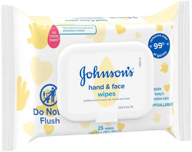 Alt view image 5 of 7 - Baby Disposable Hand & Face Cleansing Wipes, Pre-Moistened Wipes Gently Remove 99% of Germs & Dirt from Delicate Skin, Paraben-, Phthalate- & Alcohol-Free, Hypoallergenic, 25 Count