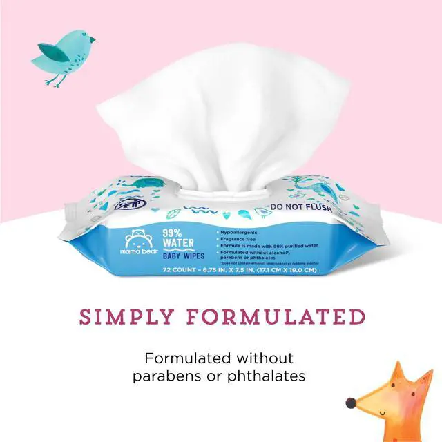 Alt view image 2 of 6 - 99% Water Baby Wipes, Hypoallergenic, Fragrance Free, 216 Count Total (3 Packs of 72 Wipes Each)