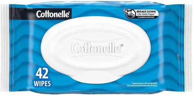 Main image of Cottonelle Flushable Wet Wipes for Adults, 1 Flip-Top Pack, 42 Wipes, Alcohol-Free, Plastic Free