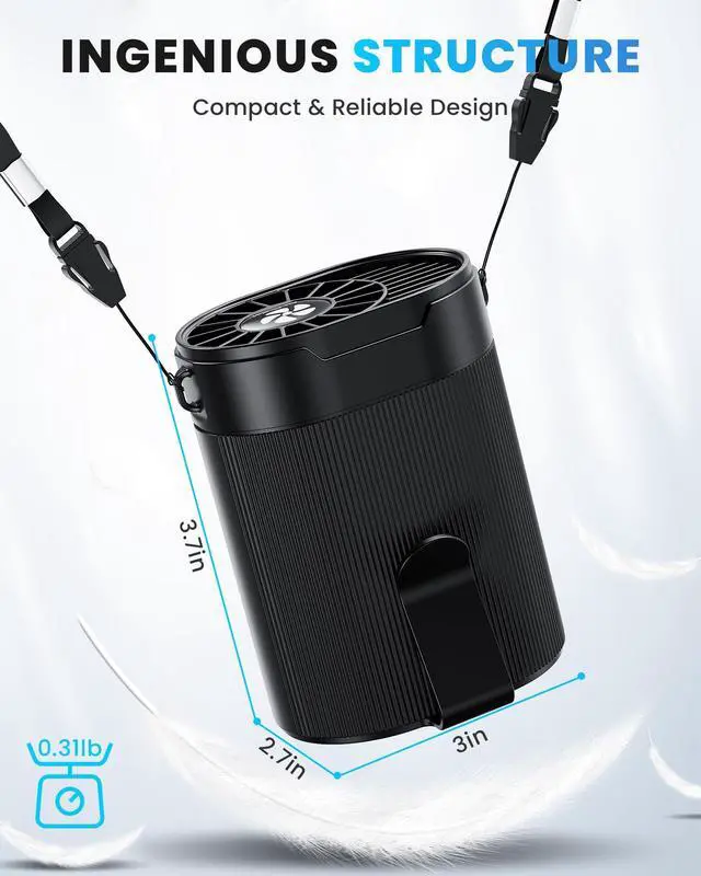 Alt view image 7 of 7 - Portable Fan, Personal Rechargeable Mini Waist Fan, 3000 mAh Battery Operated, Max 24H Working Time, 4 Speeds Clip Belt fan for Outdoor, Indoor, Jobsite, Traveling, Gifts for Men - Black