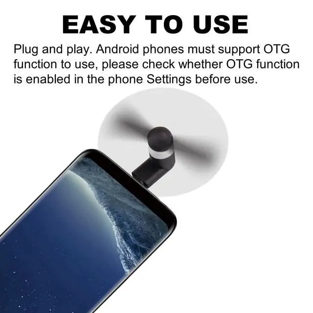 Alt view image 2 of 7 - Phone Fan USB C, 4 Pack Mini Portable Cell Phone Fan for iPhone 16/15 and Android Cellphones with Type-C Port, Small Personal Travel Pocket Fans Summer Gadgets (Black)