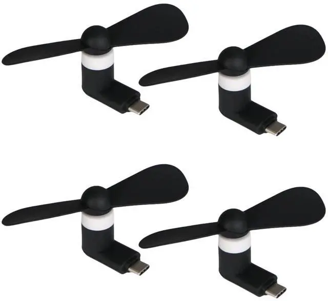 Main image of Phone Fan USB C, 4 Pack Mini Portable Cell Phone Fan for iPhone 16/15 and Android Cellphones with Type-C Port, Small Personal Travel Pocket Fans Summer Gadgets (Black)