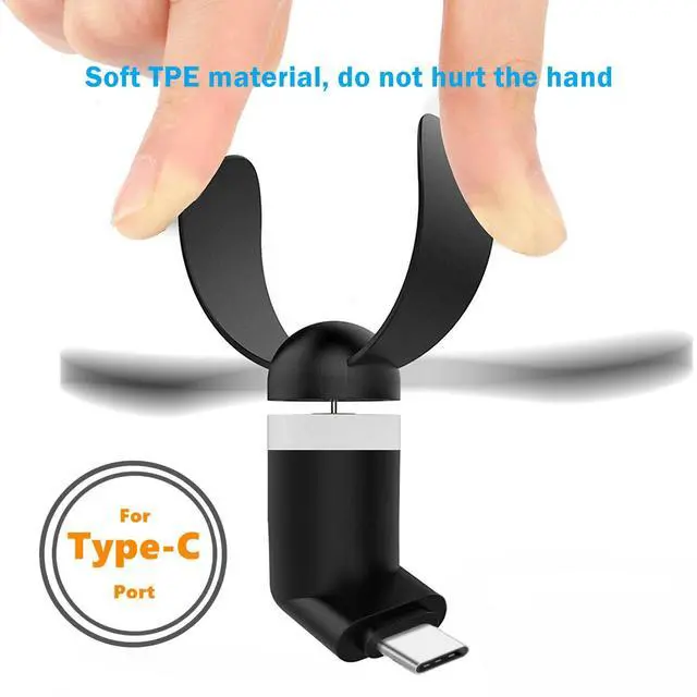 Alt view image 4 of 7 - Phone Fan USB C, 4 Pack Mini Portable Cell Phone Fan for iPhone 16/15 and Android Cellphones with Type-C Port, Small Personal Travel Pocket Fans Summer Gadgets (Black)