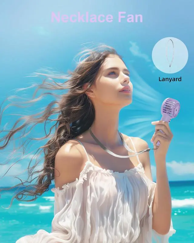 Alt view image 7 of 7 - Mini Handheld Fan, Powerful 3 Speed Portable Personal Fan, Cute and Pocket Design, USB Rechargeable for Makeup/Lash/Travel/Outdoors, Summer Gift for Stylish Girls Women Kids-Purple
