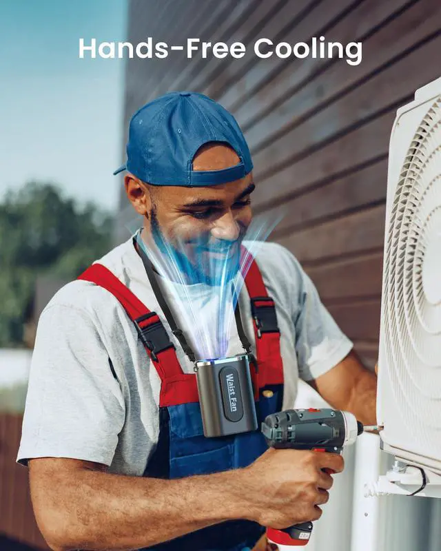 Alt view image 5 of 7 - Waist Clip Fan, 18000RPM Portable Belt with 4 Speeds, 4000mAh Battery, 0.34LBS, Max 12H Use, Type-C Charging, Rechargeable Cooling Design for Under-Shirt & Outdoor Travel