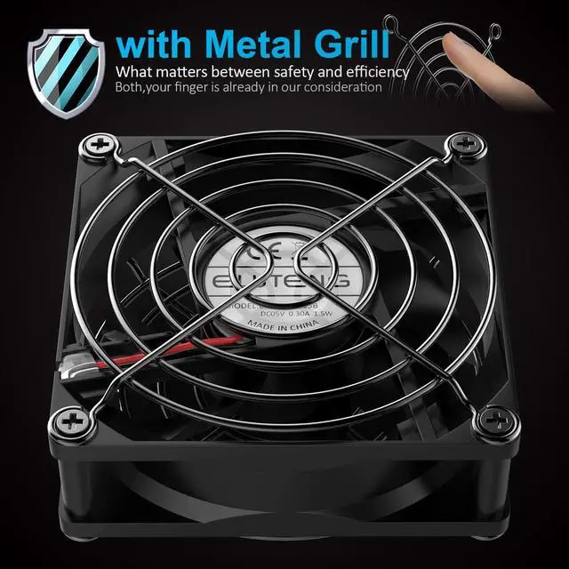 Alt view image 6 of 7 - USB Fan 80mm, USB Computer Fan 5V Quite USB Ventilation Fan Compatible with 3 Speed Control for Receiver DVR Playstation Xbox Computer Cabinet Cooling 80 x 80 x 25mm