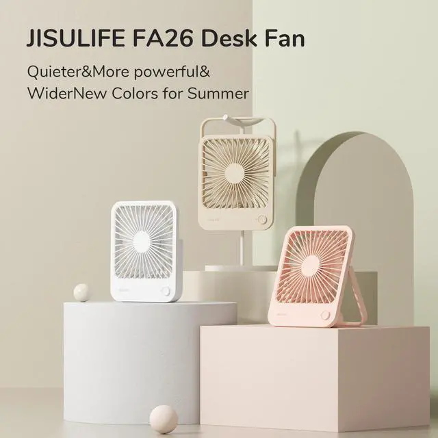Alt view image 6 of 7 - Small Desk Fan Battery Operated, 180° Foldable Portable Fan, 4 Speeds Adjustable Ultra Quiet for Home Office Travel Outdoor-Brown