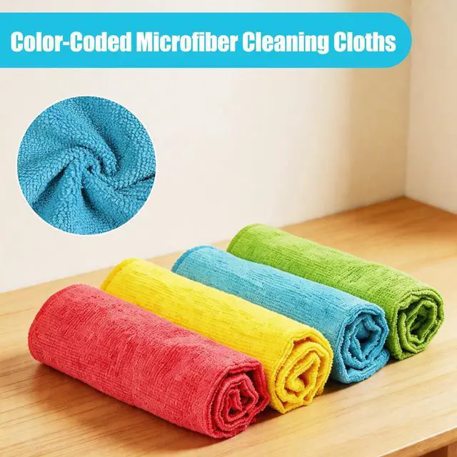 Alt view image 2 of 7 - Microfiber Cleaning Cloth, 24 Pack Highly Absorbent Cleaning Rags, 4 Color Mix, Reusable, Soft and Lint Free Cleaning Supplies for Window, Household and Kitchen, 12 Inch X 10.6 Inch