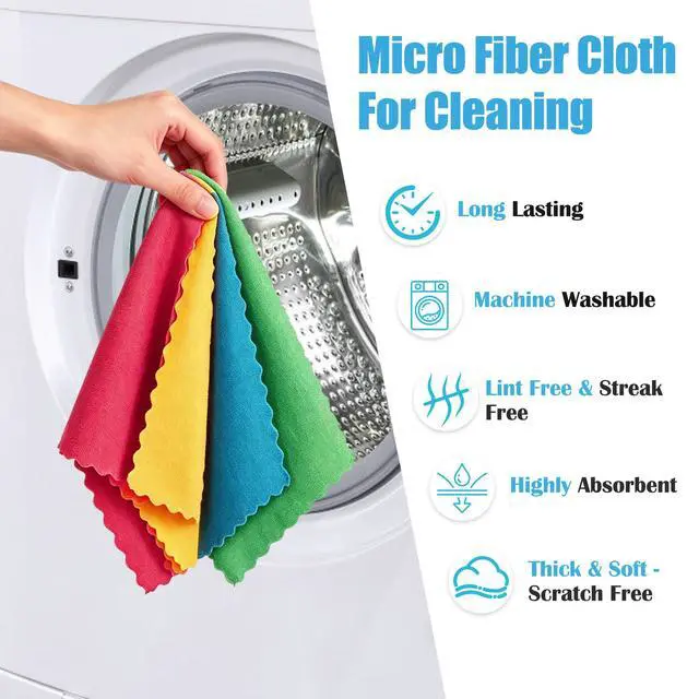 Alt view image 7 of 7 - Microfiber Cleaning Cloth, 24 Pack Highly Absorbent Cleaning Rags, 4 Color Mix, Reusable, Soft and Lint Free Cleaning Supplies for Window, Household and Kitchen, 12 Inch X 10.6 Inch