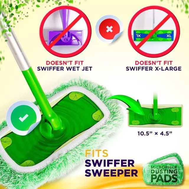 Alt view image 2 of 7 - Heavy Duty Duster Refills for Swiffer Sweeper Mop (2 Pack) - Reusable Dry Sweeping Pads (Mop is Not Included)