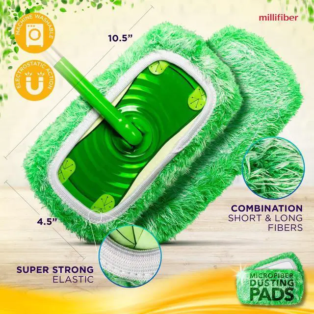 Alt view image 3 of 7 - Heavy Duty Duster Refills for Swiffer Sweeper Mop (2 Pack) - Reusable Dry Sweeping Pads (Mop is Not Included)