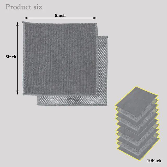 Alt view image 5 of 5 - Upgraded Double-Layer Ultra-fine Fiber Multi-Purpose Cloth, with Good Water Absorption, Fast Drying, and Strong cookware Cleaning Cloth, Suitable for Kitchen Cleaning.(10 Packs of Gray 8 inchX8 inch)