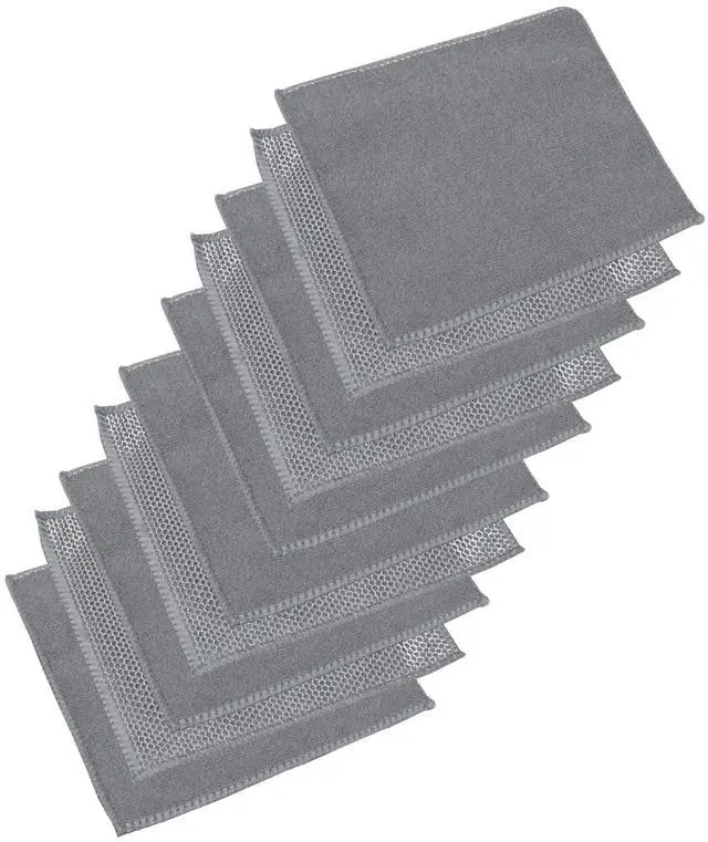 Main image of Upgraded Double-Layer Ultra-fine Fiber Multi-Purpose Cloth, with Good Water Absorption, Fast Drying, and Strong cookware Cleaning Cloth, Suitable for Kitchen Cleaning.(10 Packs of Gray 8 inchX8 inch)