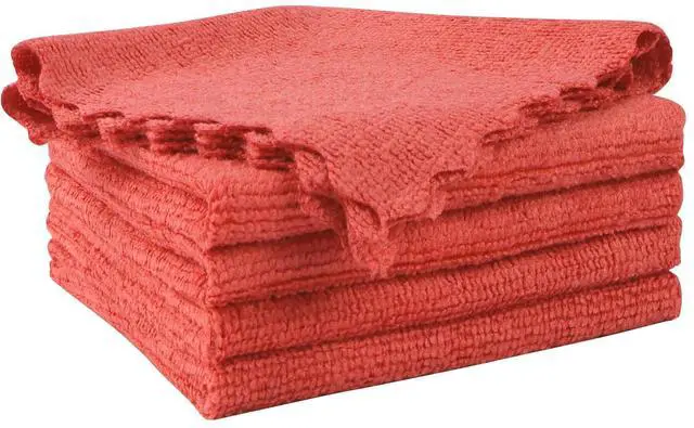 Main image of Microfiber Cleaning Cloth, 5 Pack Highly Absorbent Cleaning Rags, Household Cleaning Supplies, Reusable Lint Free Cloths Microfiber Rag for House, Kitchen, Car Care, 12x11 inch, Red