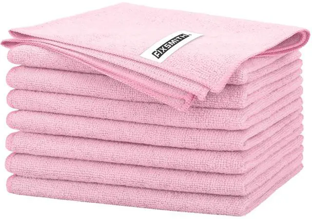 Main image of Pink Microfiber Cleaning Cloth -Pack of 8, Highly Absorbent Cleaning Rags, 16"X12" All Purpose Cleaning Towels for Housekeeping, Kitchen, Car, Lint Free and Reusable Microfiber Towels