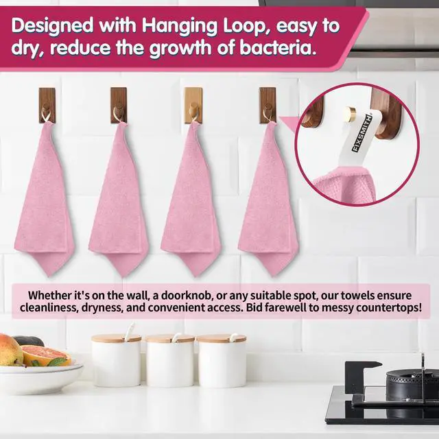 Alt view image 3 of 7 - Pink Microfiber Cleaning Cloth -Pack of 8, Highly Absorbent Cleaning Rags, 16"X12" All Purpose Cleaning Towels for Housekeeping, Kitchen, Car, Lint Free and Reusable Microfiber Towels
