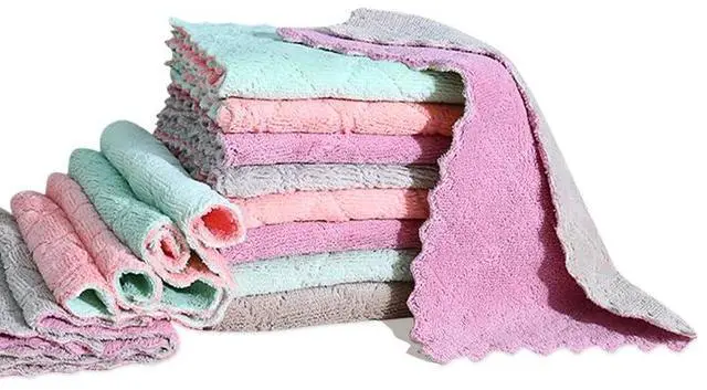 Main image of 12 Pack Cleaning Cloth Kitchen Cloth, Dish Towels Super Absorbent Coral Velvet Dishtowels, Microfiber Premium Soft Tea Towels, Quick Dry Rags, Multipurpose Reusable Washcloths, Non-Stick Oil Cloths.