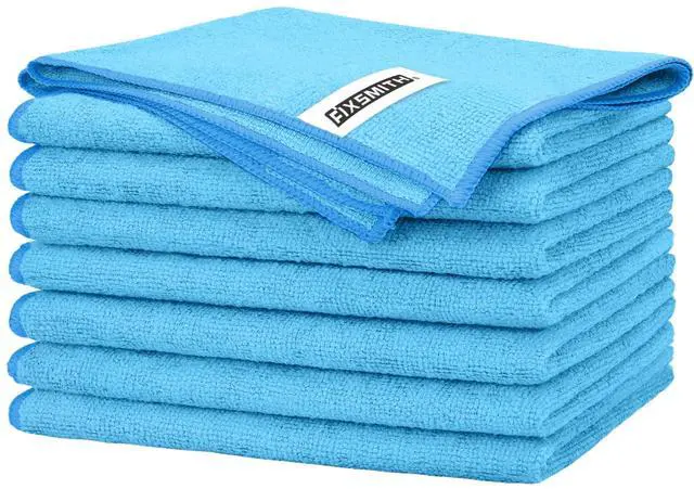 Main image of Blue Microfiber Cleaning Cloth -Pack of 8, Highly Absorbent Cleaning Rags, 16"X12" All Purpose Cleaning Towels for Housekeeping, Kitchen, Car, Lint Free and Reusable Microfiber Towels