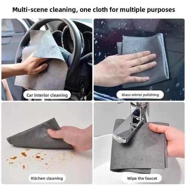 Alt view image 3 of 7 - Magic Cleaning Cloth 5 Pcs Lint Free Cloth Microfiber Cleaning RagReusable, Thickened, for Windows, Glass, Mirror, Car, GrayMagic Cleaning Cloths for Glass