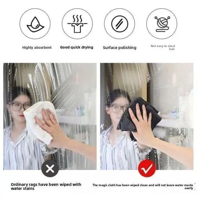 Alt view image 4 of 7 - Magic Cleaning Cloth 5 Pcs Lint Free Cloth Microfiber Cleaning RagReusable, Thickened, for Windows, Glass, Mirror, Car, GrayMagic Cleaning Cloths for Glass