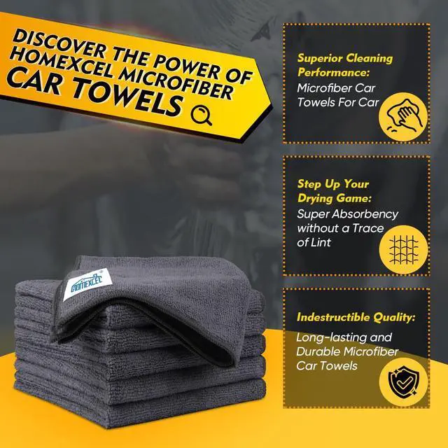 Alt view image 2 of 6 - Grey Microfiber Cleaning Cloth 6 Pack, 12.5 x 12.5 inch Microfiber Towels for Cars, Ultra Absorbent Car Washing Cloth, Lint Free Streak Free Cleaning Rags for Car, Kitchen, and Window