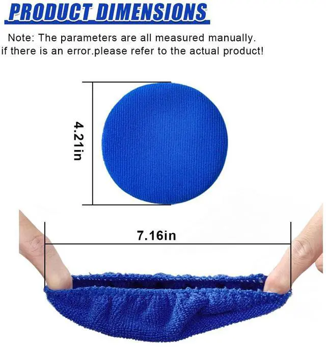 Alt view image 2 of 6 - 7PCS Car Care Microfiber Cloths, Windshield Cleaner Microfiber Pad Replacement, Interior Auto Window Cleaner Washing Bonnets, Reusable Glass Washing Pads Cover Kit Fit for 5" Plate (Blue)