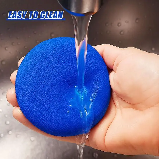 Alt view image 3 of 6 - 7PCS Car Care Microfiber Cloths, Windshield Cleaner Microfiber Pad Replacement, Interior Auto Window Cleaner Washing Bonnets, Reusable Glass Washing Pads Cover Kit Fit for 5" Plate (Blue)