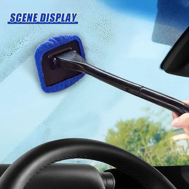 Alt view image 5 of 6 - 7PCS Car Care Microfiber Cloths, Windshield Cleaner Microfiber Pad Replacement, Interior Auto Window Cleaner Washing Bonnets, Reusable Glass Washing Pads Cover Kit Fit for 5" Plate (Blue)