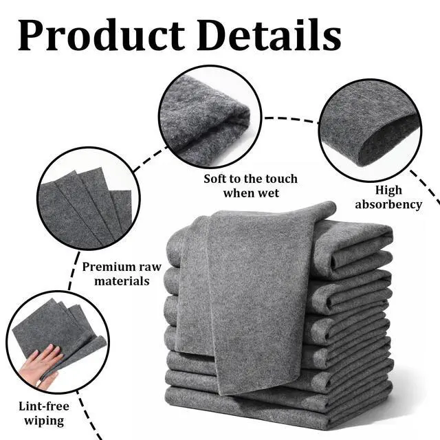 Alt view image 3 of 7 - Thickened Magic Cleaning Cloth, 8 Pcs 12 × 12 Inch Microfiber Streak Free Magic Cleaning Cloths for Glass Reuseable Cleaning Cloths for Windows, Mirror, Cars, Stainless Steel (Grey)
