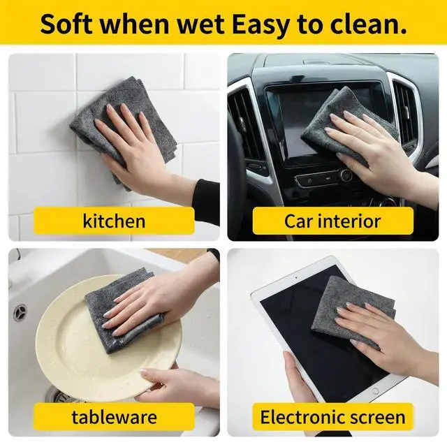 Alt view image 6 of 7 - Thickened Magic Cleaning Cloth, 8 Pcs 12 × 12 Inch Microfiber Streak Free Magic Cleaning Cloths for Glass Reuseable Cleaning Cloths for Windows, Mirror, Cars, Stainless Steel (Grey)