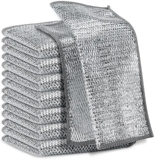 Main image of Mesh Microfiber Cleaning Cloths, Wire Dishwashing Rags, Multipurpose Kitchen Scrubbers, Wet and Dry Use
