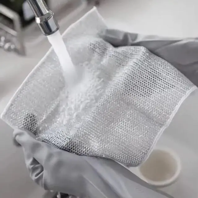 Alt view image 2 of 4 - Mesh Microfiber Cleaning Cloths, Wire Dishwashing Rags, Multipurpose Kitchen Scrubbers, Wet and Dry Use
