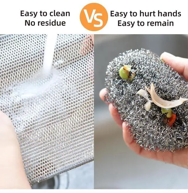 Alt view image 4 of 4 - Mesh Microfiber Cleaning Cloths, Wire Dishwashing Rags, Multipurpose Kitchen Scrubbers, Wet and Dry Use