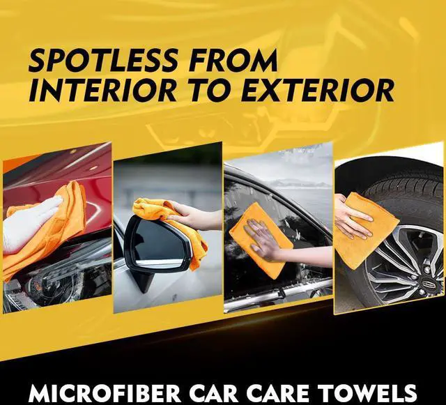 Alt view image 6 of 7 - Yellow Microfiber Cleaning Cloths 12 Pack, 12.5 x 12.5 inch Microfiber Towel for Cars, Ultra Absorbent Car Washing Cloth, Lint Free Streak Free Cleaning Rags for Car, Kitchen, and Window