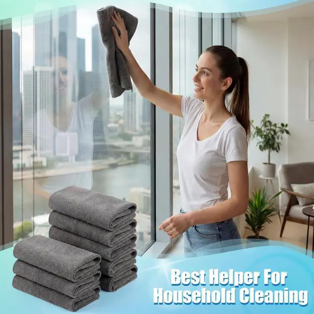 Alt view image 4 of 7 - Garden 12 Pcs Thickened Magic Cleaning Cloth 11.8 x 7.76 Non Scratch Clean Cloths Reusable Magic Cleaning Dishcloth Rags Microfiber Lint Free Cloth for Windows, Mirror, Glass