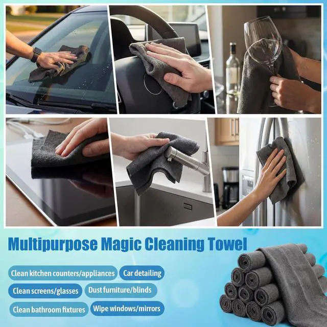 Alt view image 7 of 7 - Garden 12 Pcs Thickened Magic Cleaning Cloth 11.8 x 7.76 Non Scratch Clean Cloths Reusable Magic Cleaning Dishcloth Rags Microfiber Lint Free Cloth for Windows, Mirror, Glass