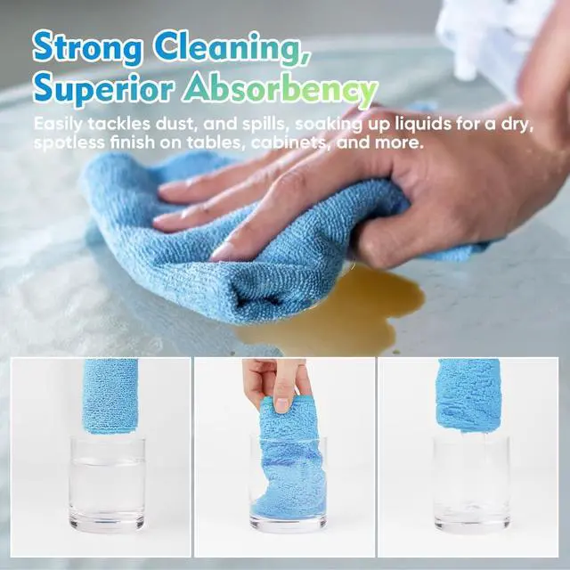 Alt view image 5 of 7 - Blue Microfiber Cleaning Cloth 6 Pack 12.5 x 12.5 inch Microfiber Towels for Cars Ultra Absorbent Car Washing Cloth Lint Free Streak Free Cleaning Rags for Car, Kitchen Window