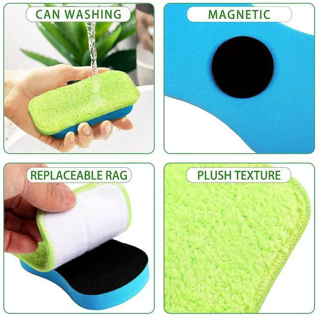 Alt view image 3 of 6 - 1Pc Chalkboard Eraser - Washable Reusable Microfiber Eraser Cleaning Chalk/Markers/Duster Tool in Home Classroom Office Attached 2 Pcs Microfiber Cloth WP0301