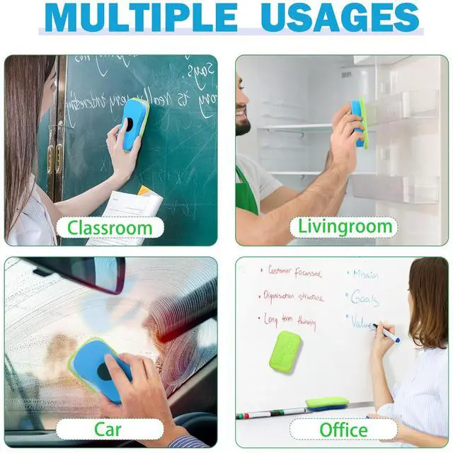 Alt view image 6 of 6 - 1Pc Chalkboard Eraser - Washable Reusable Microfiber Eraser Cleaning Chalk/Markers/Duster Tool in Home Classroom Office Attached 2 Pcs Microfiber Cloth WP0301