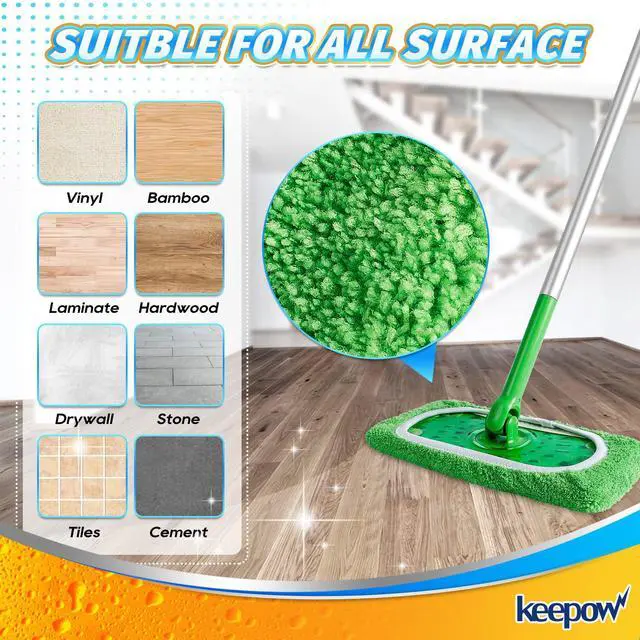 Alt view image 7 of 7 - Reusable Mop Pads Refills Compatible with Swiffer Sweeper Mop, Dry Sweeping Cloths, Microfiber Wet Mopping Cloths for Hardwood Floor Cleaning, 6 Pack (Mop is Not Included)