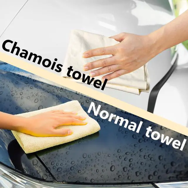 Alt view image 4 of 7 - Chamois Towel for Car, Shammy Cloth for Car Drying 15" x 25" (2.5 sq ft), Absorber Towel for Car Chamois Cloth, Real Leather Reusable Washing Shammy for Car Drying, Window Glass Cleaning, Home